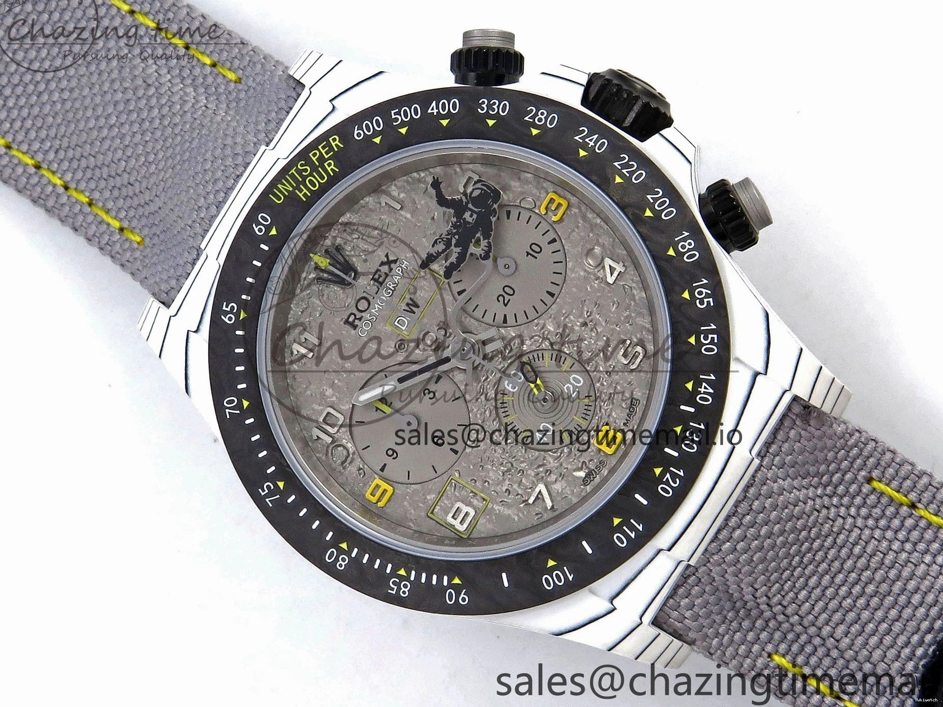 Clone Gray Gray Dial Space DIW Daytona Nylon Mission Textured Strap A4130 on 0228